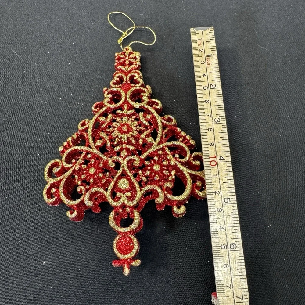 Vintage Red And Gold Christmas Tree‎ Ornament With Star